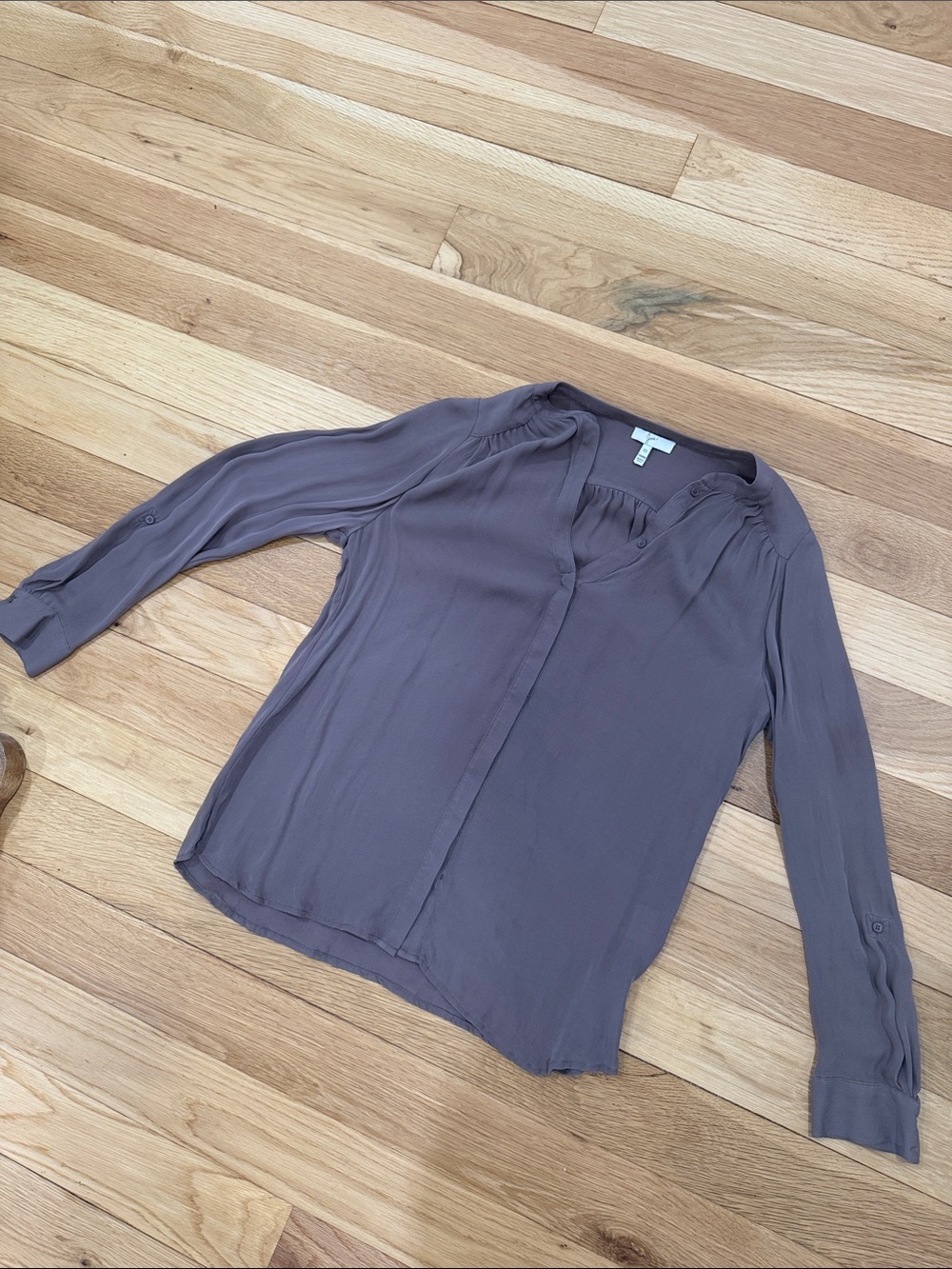 Joie Lavender-Taupe Button-Down Long Sleeve Blouse